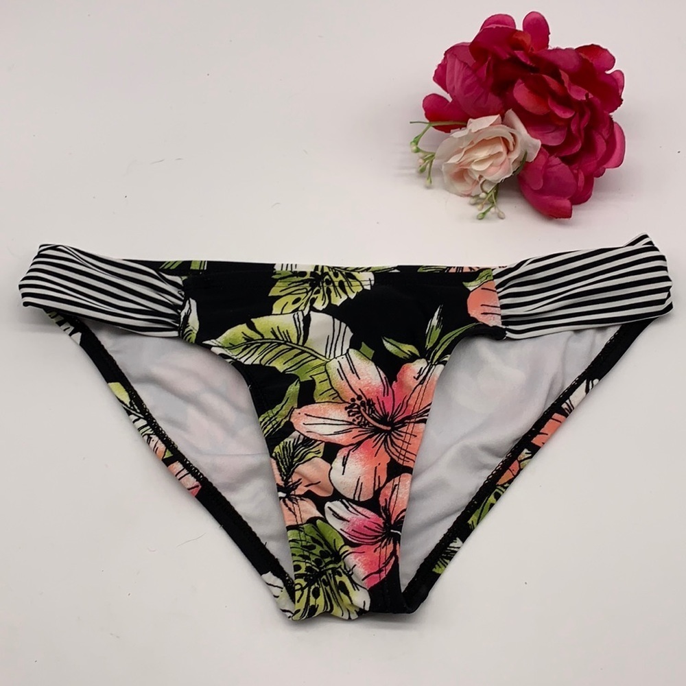 Hot Water Tropical / Striped Bikini Bottom